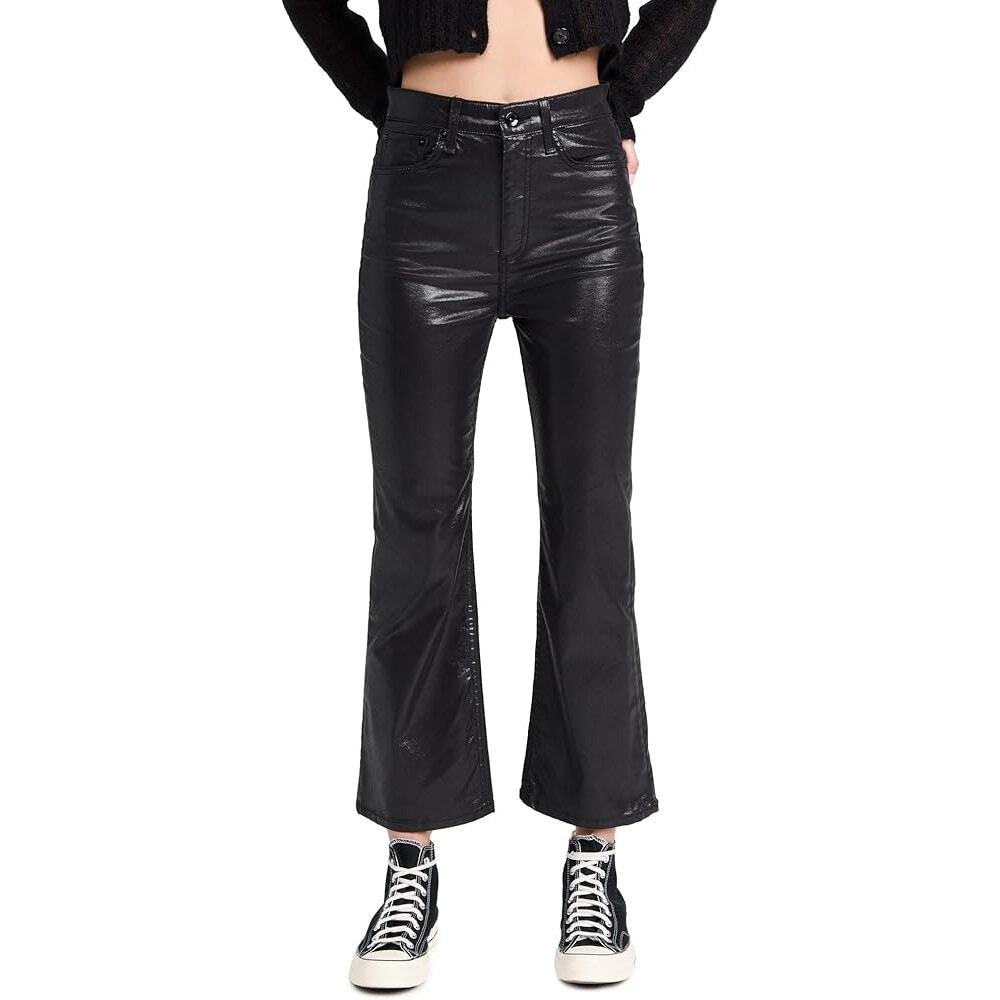 Rag & Bone Casey High Rise Ankle Flare Metallic Black Coat 26